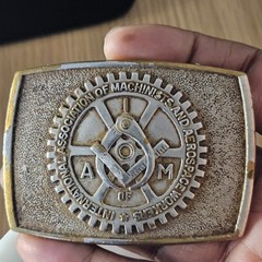 Vintage Bastian Bros Machinist And Aerospace A of M Solid Brass Belt Buckle USA