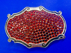 Red Rhinestone Completely Covered Womens Ladies Western Framed Belt Buckle