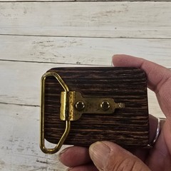 Vintage Handcrafted Wood Eagle Inlay Belt Buckle Brown Brass Tone Western