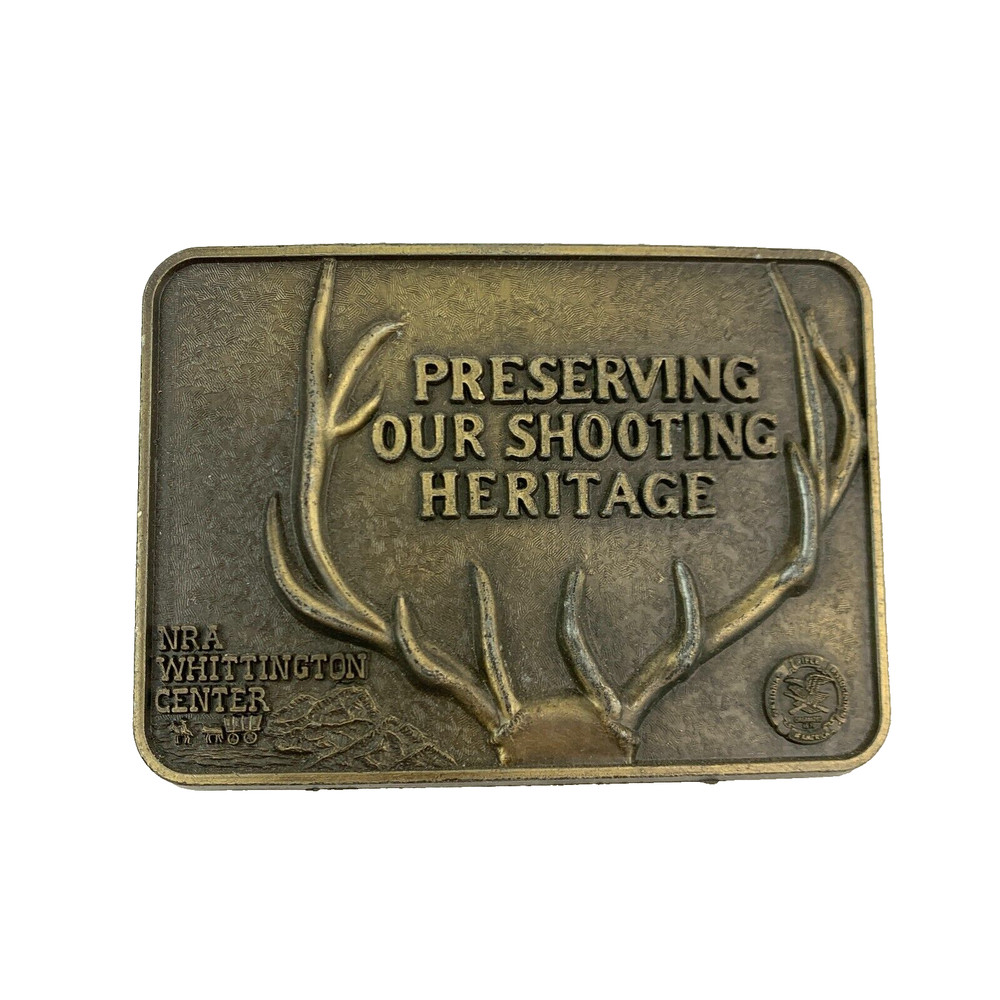 Vintage NRA Whittington Center Shooting Heritage Stag Metal Belt Buckle