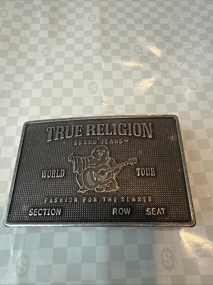 TRUE RELIGION CONCERT TICKET Belt Buckle Silver Tone