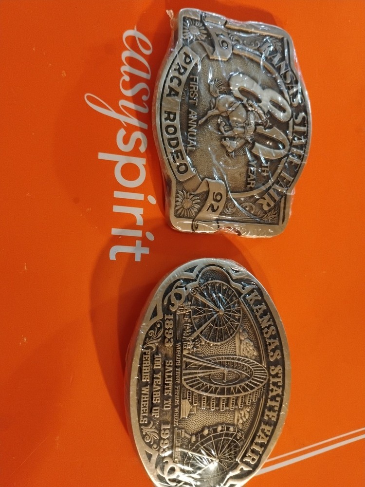 1992 -93 Kansas State Fair First Annual Rodeo Belt Buckle Horse Bronc Cowboy New