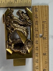 Vintage Style Dragon Belt Buckle Bronze Tone Asian Mythical Western 1.25&Prime; Strap