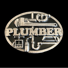Plumber Pipe Wrench Pipes Border Tools Occupational Belt Buckle