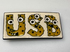 Yellow USB Letters Sponge Bob? Eyes Teeth Novelty Funny Belt Buckle