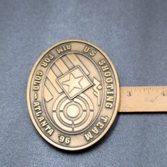 1996 US OLYMPICS ATLANTA SHOOTING TEAM BELT BUCKLE AIM FOR GOLD