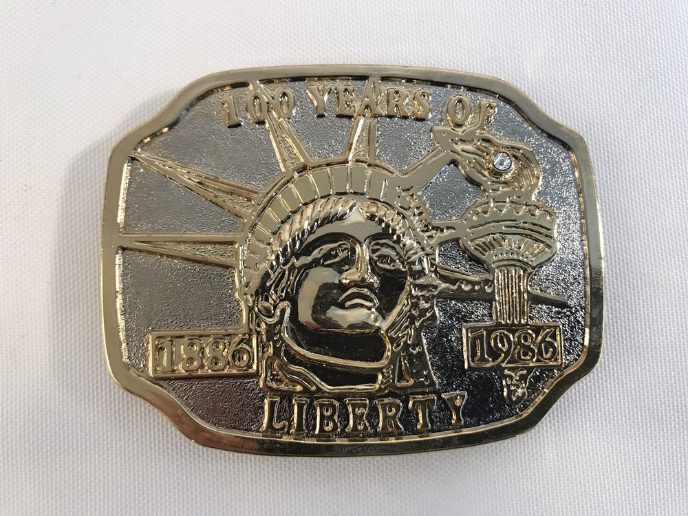 Patriotic Statue of Liberty 100 Years 1886-1986 Metal Belt Buckle 2.5&Prime; X 3.5&Prime;