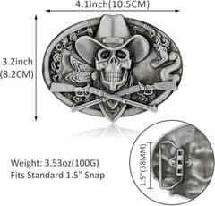 Cowboy Skull Belt Buckle Western Gothic Biker Style Snake Guns Rodeo Punk