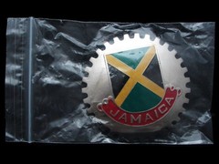 NG29175 *NOS* REALLY NICE **JAMAICA** NATIONAL FLAG SILVERTONE BELT BUCKLE