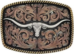 Montana Silversmiths Longhorn Collection Western Attitude Belt Buckle
