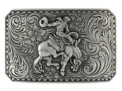 Antique Silver Bronco Rider Cowboy Belt Buckle Fits 1-1/2&Prime;(38mm) Wide Belt
