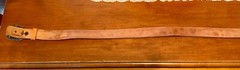 Mexico Silver Gold Overlay Engraved Flower Ranger Buckle Brown Tooled Belt 36&Prime;
