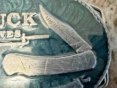 Vintage Buck Knives Limited Edition Belt Buckle BB901 Silver Green