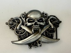 Creepy Skull Head Vampire Teeth Swords Snake Halloween Gothic Biker Belt Buckle