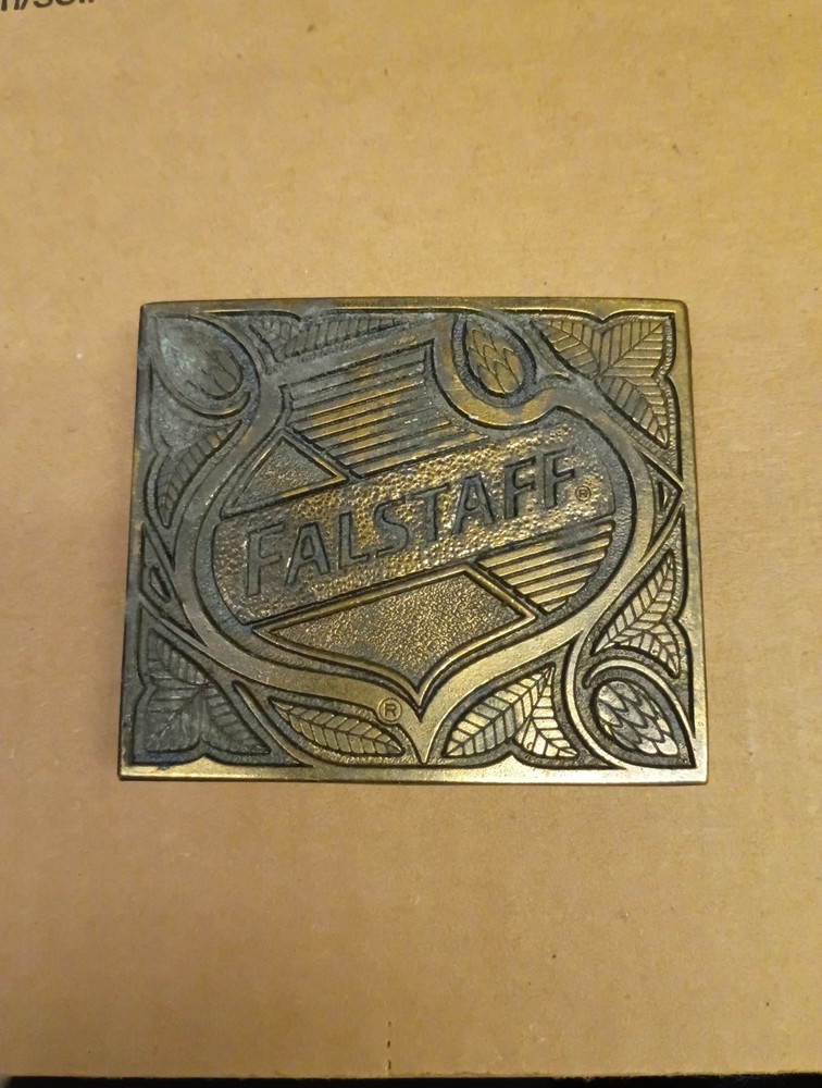 1975 Falstaff Belt Buckle Beer Alcohol Advertising U-168 Beramot Brass Works