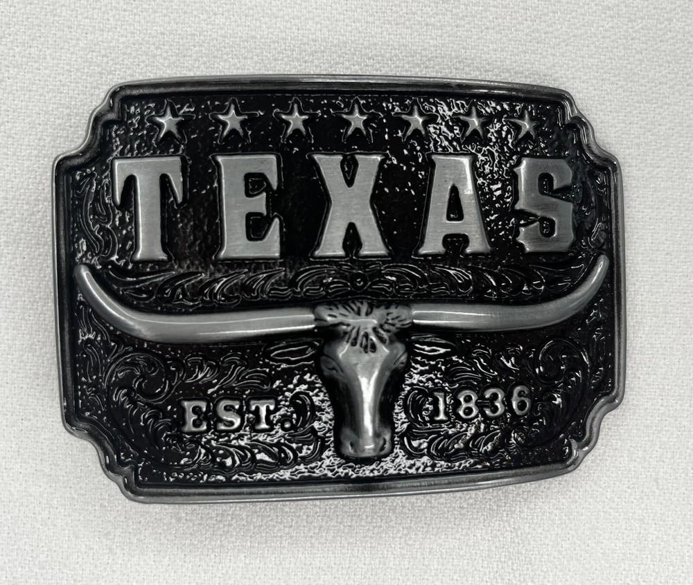 Cowboy Texas Long Horn Silver Metal Belt Buckle