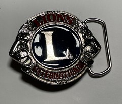 Vintage Lions International Lion&rsquo;s Club Belt Buckle 2011 Red Blue Silver Head