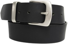 Solid Brass Buckle and Keeper Quality Full Grain Genuine Leather Belt 41004. BLK