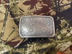 Nocona paisley western belt buckle nickel cowboy rancher biker Texas silver BA