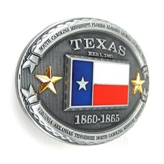 Texas Flag Stars Banner Belt Buckle Antique Silver Tone Enamel Fits 1.5&Prime; Belts