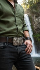 Men Women Western Belt Buckle Silver Metal Western Cross Cowboy Religious Design