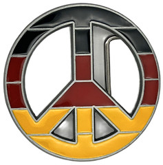 Peace Sign Enameled Belt Buckle