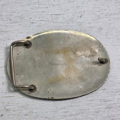 Vintage German Silver Enamel Mallard Duck Belt Buckle Engraved Western Rope Edge