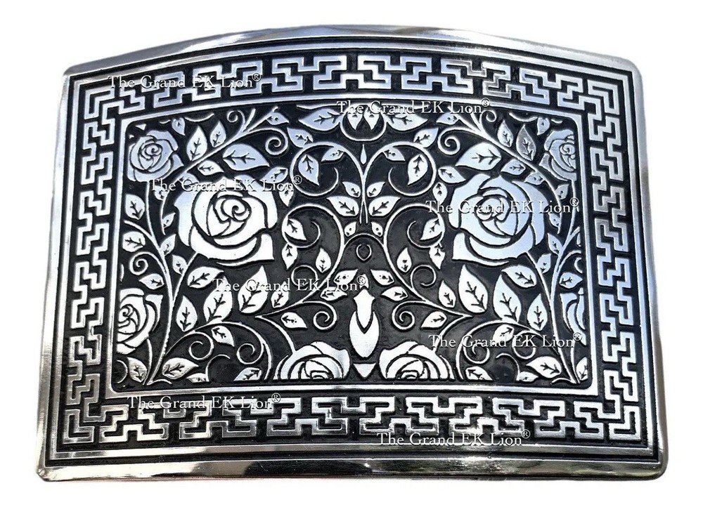Mexican Charro Style Floral Cowboy Belt Buckle Hebilla Vaquera Made In Mexico