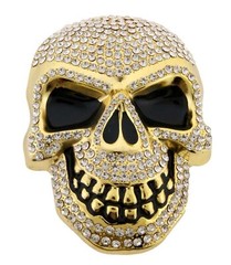 Skull Belt Buckle Gold Metal Bling Rhinestones Halloween Party Cosplay Costume