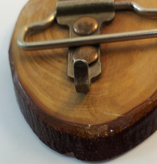 Vintage Wood Slice Attacking Eagle Belt Buckle with Bark Edge