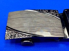 Ornate Flower Swirl Pattern Replacement Silver & Black Color Belt Buckle