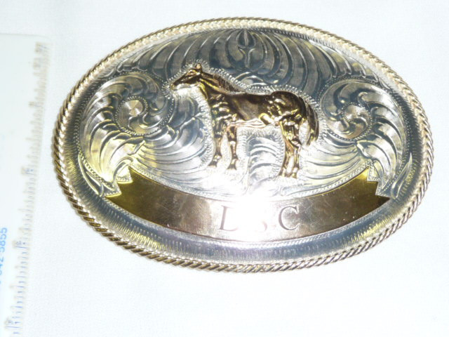 DSC JUSTIN SILVER MEXICO STANDING HORSE WESTERN BELT BUCKLE