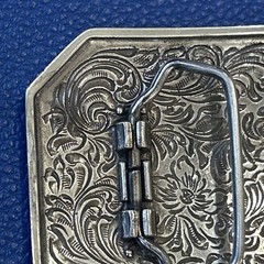 Ariat Logo Western Belt Buckle Floral Silver & Gold tone