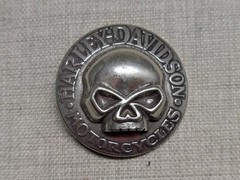 vintage WILLIE G belt buckle HARLEY DAVIDSON chrome metal SKULL motorcycle Y2K