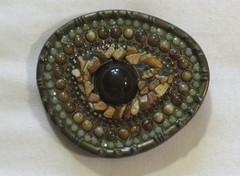 Vintage Belt Buckle 1980&rsquo;s Desert Stone Art Dragon Eye South West Brass