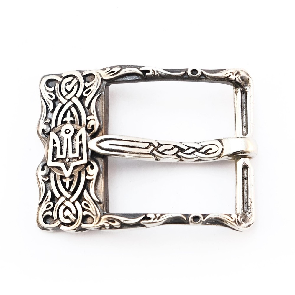 German silver pin belt buckle Runic, Classic frame buckle for 1.5 inch belt