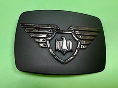 Winged Eagle Shield Black Color Vintage Chrome Brand Belt Buckle