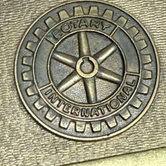 Vintage Rotary International Belt Buckle Mens One Size Gold Brass Western Logo