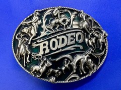 Cowboy Rodeo Calf Roping Bucking Bronco Rancher Enameled New Western Belt Buckle