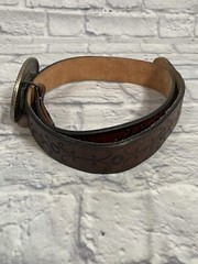 California Custom Leather and Metal Belt & Buckle 34”