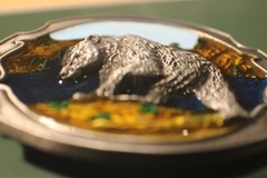 Bear grizzly Black belt buckle Scenery 3.1×2.4&Prime; Full Metal Outdoors USA Seller