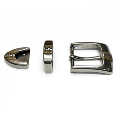 Three Piece Sterling Silver Plated Belt Buckle Set – Fits up to 1 1/8&Prime; Belts