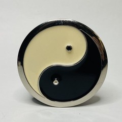 Enamel & Metal Yin Yang 3” Round Belt Buckle 1990’s Hippie Peace Vintage Y2K