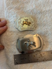 Lot 2 Vintage Belt Buckle Western Horse Bull Riding
