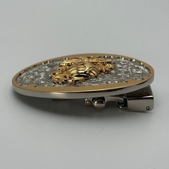 USMC Marine Corps Eagle Globe and Anchor Two Tone Gold Silver Belt Buckle EGA