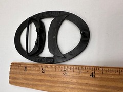 ESTATE BLACK METAL HURLEY LOGO SIGNED OVAL MEN WOMEN UNISEX BELT BUCKLE