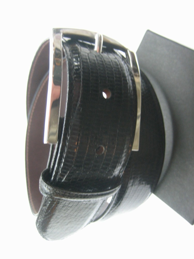 Sterling silver 925 buckle w/Genuine Lizard-1.1/2&Prime; belt MADE IN U.S.A.