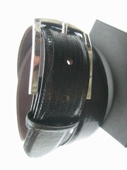 Sterling silver 925 buckle w/Genuine Lizard-1.1/2&Prime; belt MADE IN U.S.A.