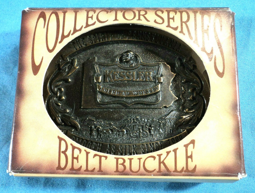 Kessler American Whiskey, Smooth As Silk Since 1888, Brass Belt Buckle, New