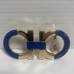 Salvatore Ferragamo Belt Buckle Gold and Navy blue fits belts 1.5” wide blemish